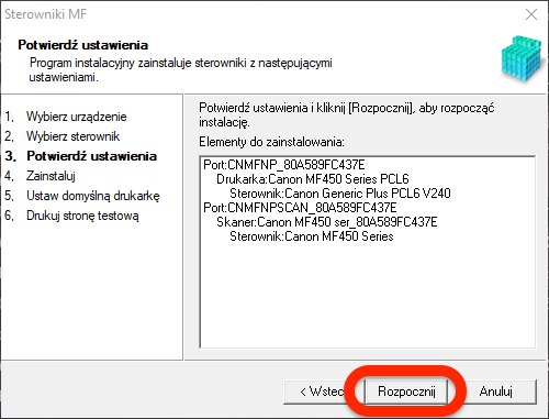 potwierdź ustawienia