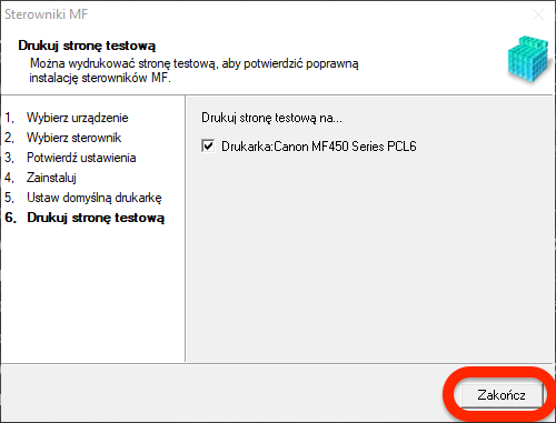wydruk strony testowej